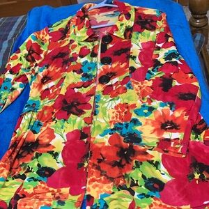 EUC size M colorful cardigan, reds and greens